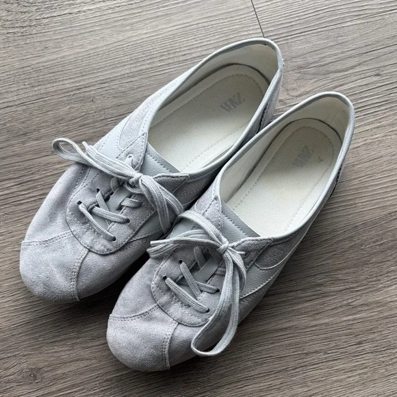 Zara Flat Combination Derby Shoes - Picture 2 of 5